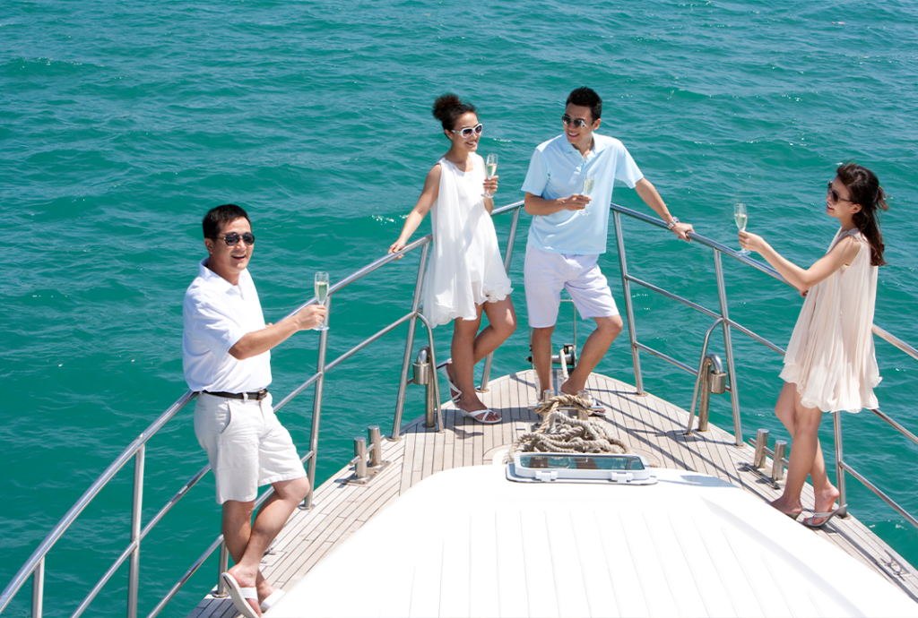 friends relaxing on a yacht